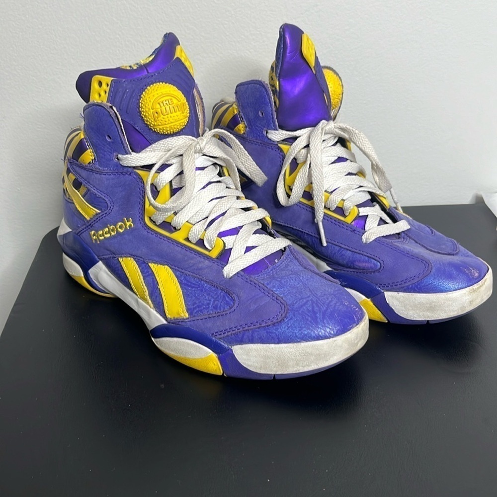 Men’s Size 8 Shaq Pumps Purple Gold Basketball Sneakers